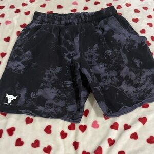 Under Armour Project Rock Black and Purple Marble Tie-Dye Men’s Shorts! Sz Med